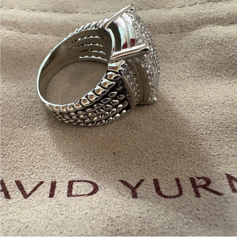 David Yurman Pavé Diamond Sterling Silver Dome Ring - Silver
